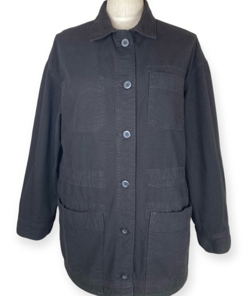 Everlane Cinchable Chore Jacket Cotton Canvas Black Sz Small MINIMALIST … - Picture 3 of 11